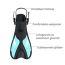 Dolphin - Zwemvliezen - Flippers - Verstelbare Hielstrap - Voor Zwemmen & Snorkelen - Kinderen - Zwart/Turquoise