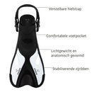 Dolphin - Zwemvliezen - Flippers - Verstelbare Hielstrap - Voor Zwemmen & Snorkelen - Kinderen - Zwart/Wit