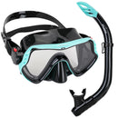 Samana Pro Combo - Snorkelset - Snorkel & Duikbril  - Versterkt Glas - Dry Top - Luxe Bewaartas - Volwassenen - Zwart/Turquoise