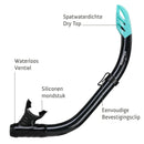 Samana Pro Combo - Snorkelset - Snorkel & Duikbril  - Versterkt Glas - Dry Top - Luxe Bewaartas - Volwassenen - Zwart/Turquoise
