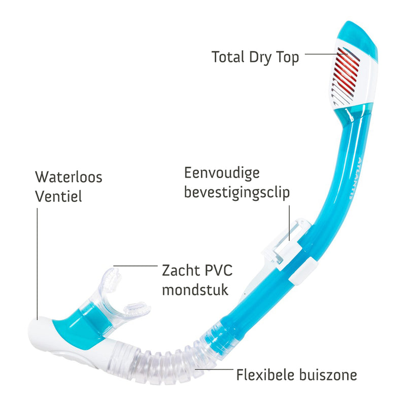 Abaco Combo - Snorkelset - Duikbril - Snorkel - Kinderen - Wit/Turquoise met UV lens