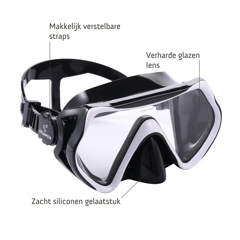 Borneo Combo - Snorkelset - Duikbril - Snorkel - Volwassenen - Zwart/Wit