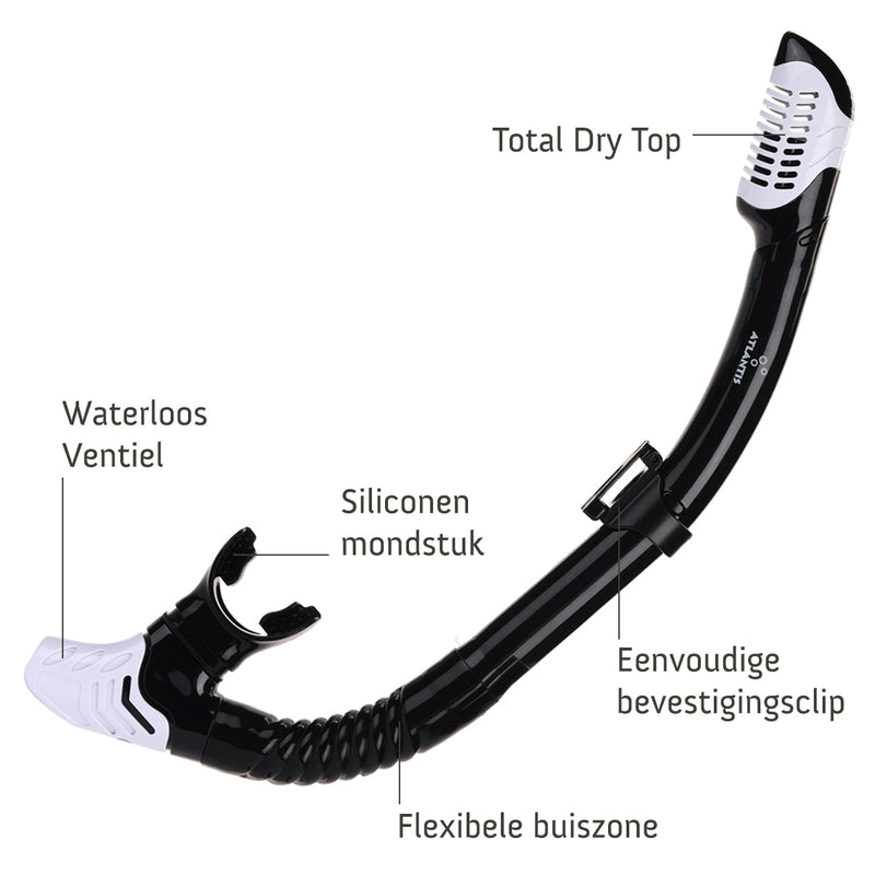 Borneo Combo - Snorkelset - Duikbril - Snorkel - Volwassenen - Zwart/Wit