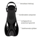 Dolphin - Zwemvliezen - Flippers - Verstelbare Hielstrap - Voor Zwemmen & Snorkelen - Volwassenen - Zwart