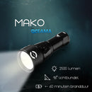 Mako - Duiklamp - Zaklamp voor onderwater - LED 2500 Lumen - Zwart