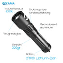 Manta - Duiklamp - Zaklamp voor onderwater - LED 2000 - Zwart