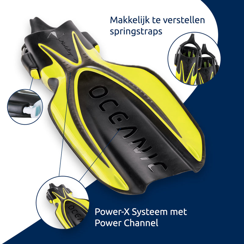 Manta Ray Fin - Flippers - Zwemvliezen - Volwassenen - Geel/Zwart