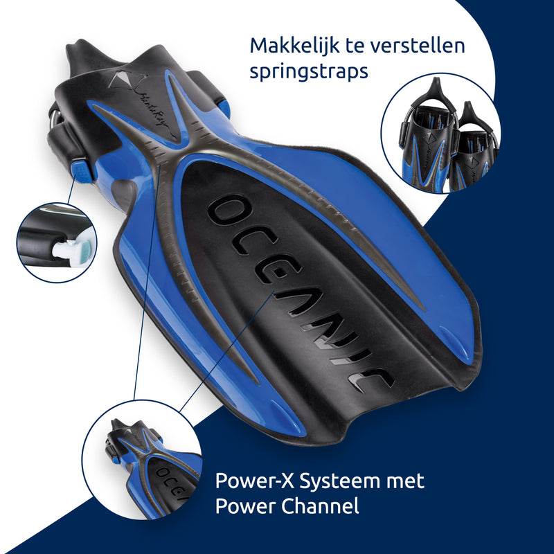 Manta Ray Fin - Flippers - Zwemvliezen - Volwassenen - Oceanic Blauw/Zwart