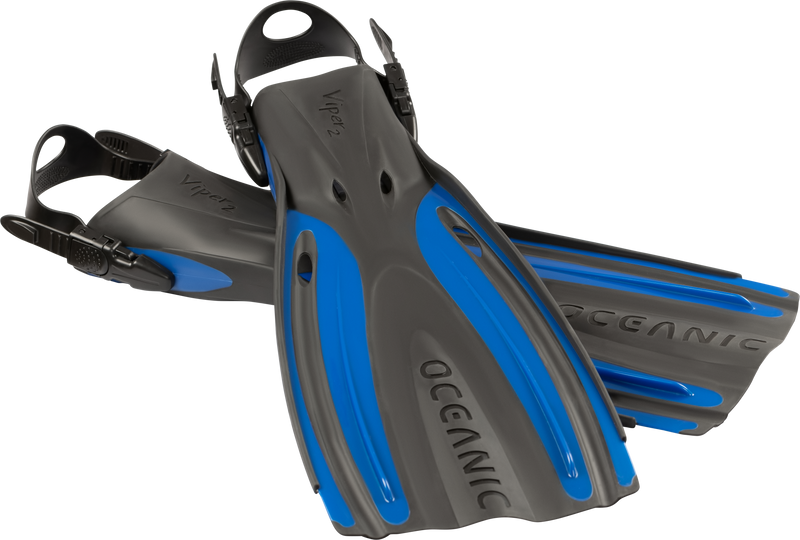 Viper 2 - Flippers - Zwemvliezen Open Heel - Volwassenen - Zwart/Blauw