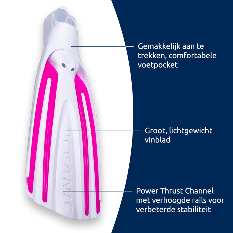 Viper 2 - Flippers - Zwemvliezen Full Foot - Volwassenen - Wit/Roze