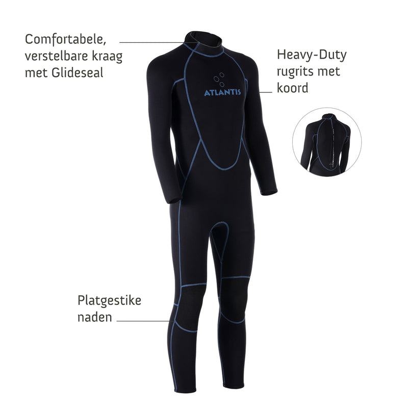 3/2mm Adventure Full  - Wetsuit - Heren - Zwart/Blauw
