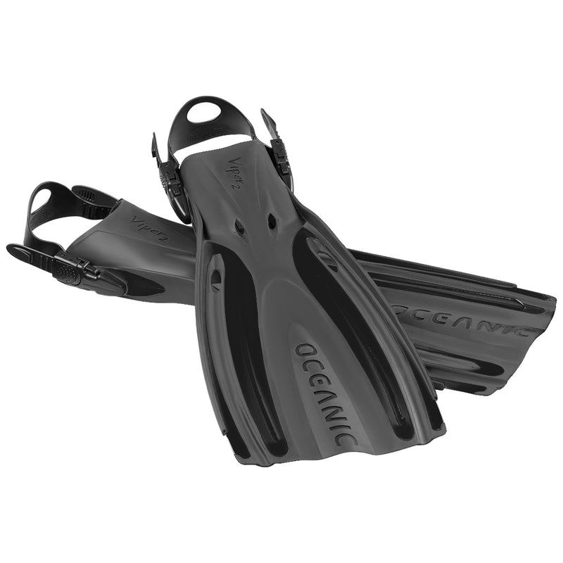 Viper 2 - Flippers - Zwemvliezen Open Heel - Volwassenen - Zwart