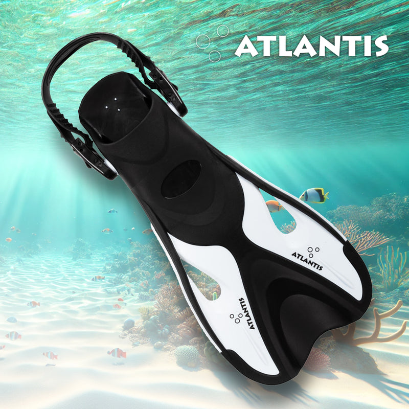 Dolphin - Zwemvliezen - Flippers - Verstelbare Hielstrap - Voor Zwemmen & Snorkelen - Volwassenen - Zwart/Wit