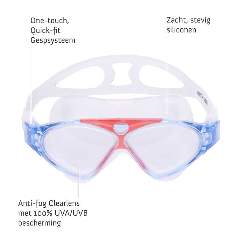 Tetra - Zwembril - Volwassenen - Clear Lens - Blauw/Rood