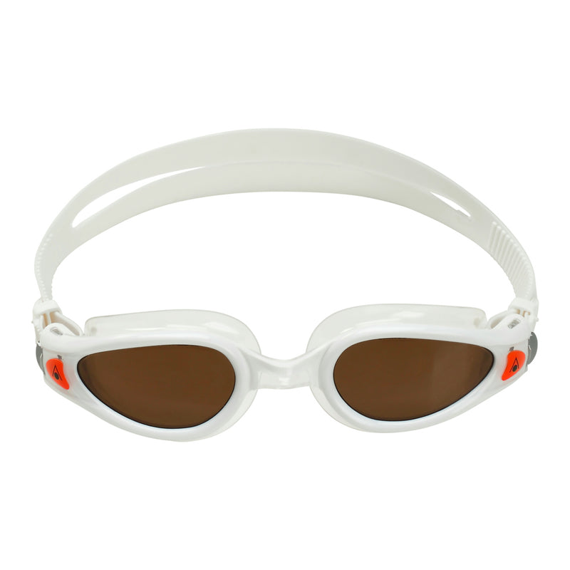 Kaiman EXO - Lunettes de natation - Adultes - Verres polarisés marron - Blanc/Orange
