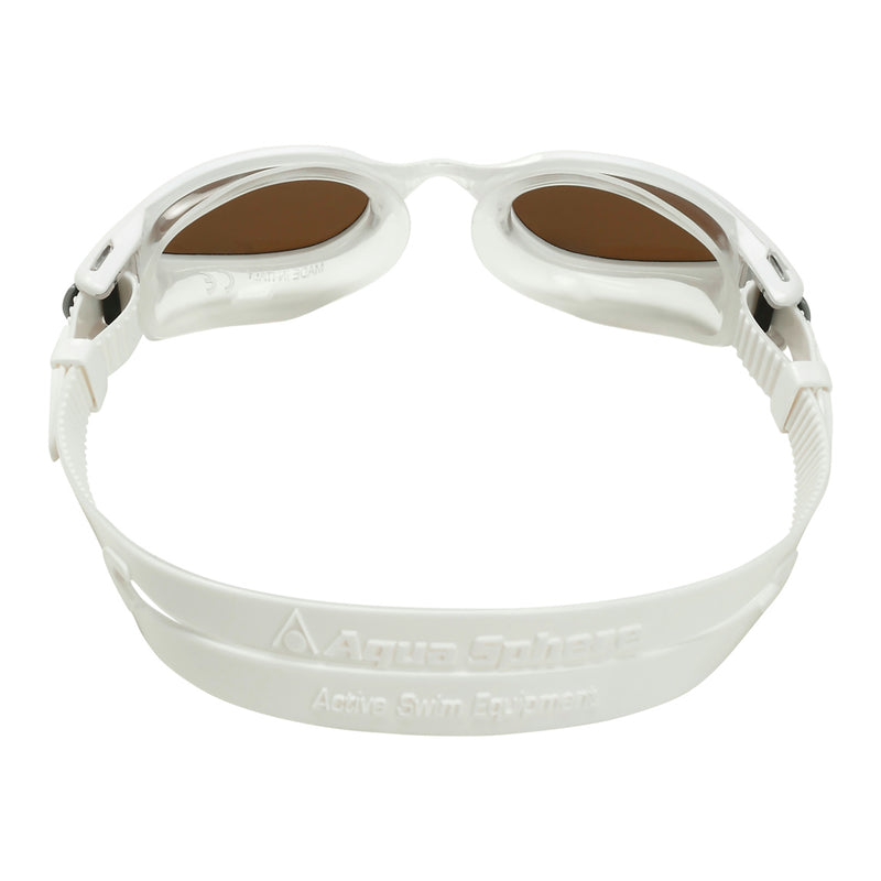 Kaiman EXO - Lunettes de natation - Adultes - Verres polarisés marron - Blanc/Orange