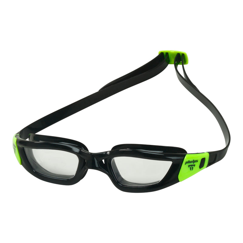 Tiburon - Lunettes de natation - Adultes - Verres transparents - Noir/Lime