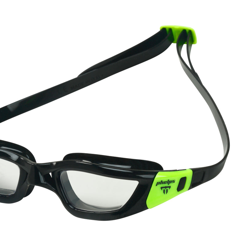 Tiburon - Lunettes de natation - Adultes - Verres transparents - Noir/Lime