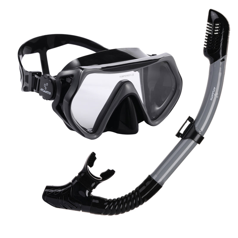 Borneo Combo - Snorkelset - Duikbril - Snorkel - Volwassenen - Zwart/Grijs