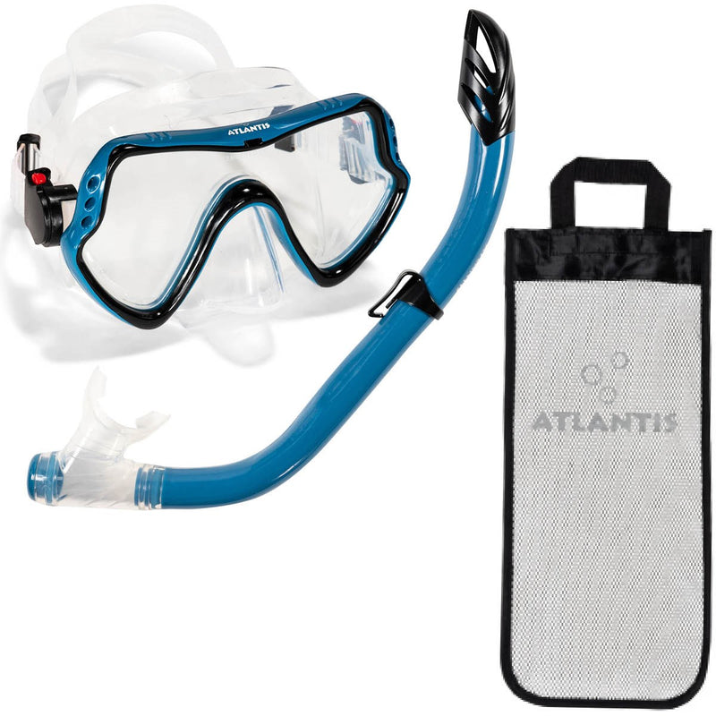 Samana Pro Combo - Snorkelset - Snorkel & Duikbril  - Versterkt Glas - Dry Top - Luxe Bewaartas - Volwassenen - Zwart/Ocean
