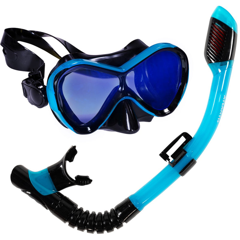 Atlantis Abaco Combo - - - Zwart/Turquoise met lens Snorkelset | Snorkel & Zwemshop.nl snorkel&zwemshop.nl