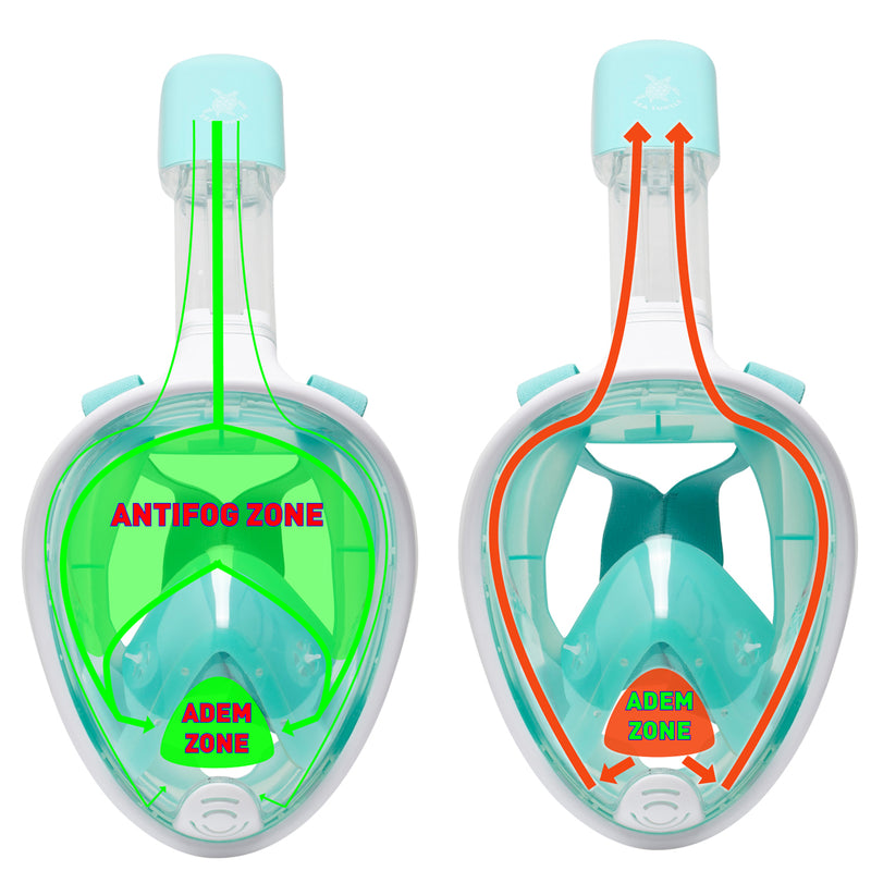 Tortue de mer - Masque de plongée en apnée - Adultes - Blanc/Turquoise