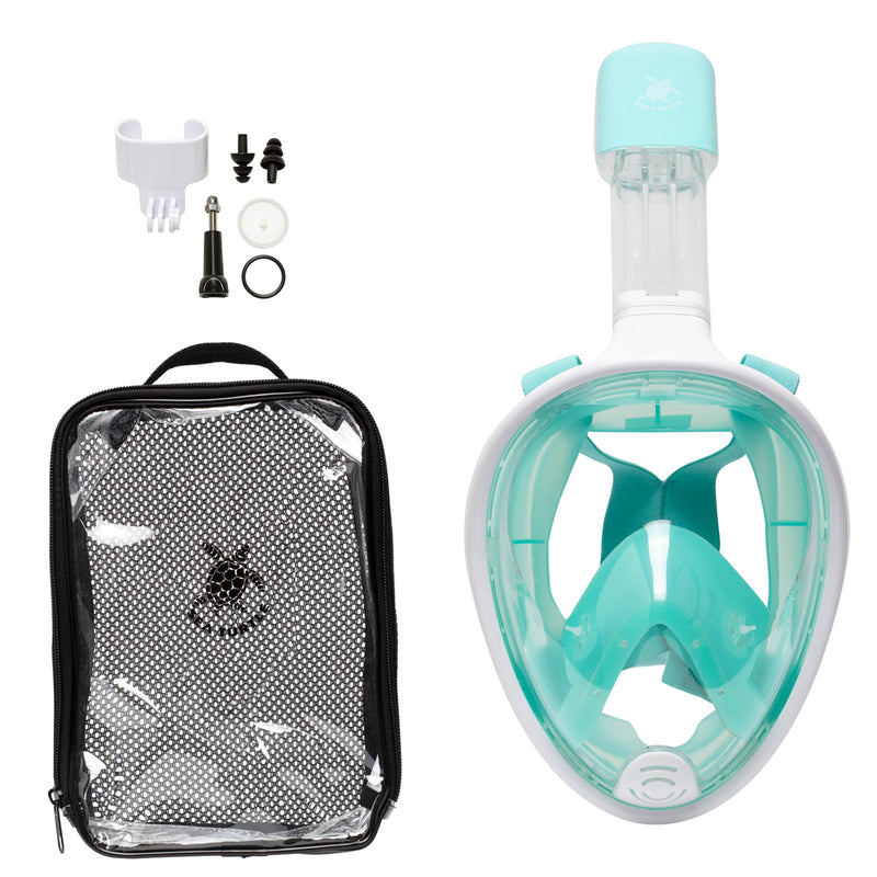 Tortue de mer - Masque de plongée en apnée - Adultes - Blanc/Turquoise