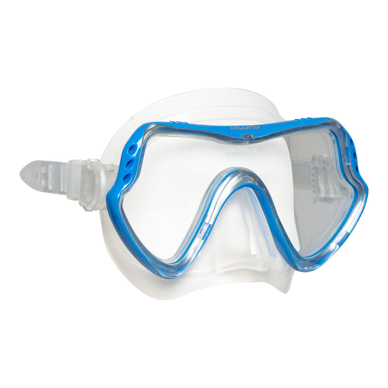 Samana Pro Combo - Snorkelset - Snorkel & Duikbril  - Versterkt Glas - Dry Top - Luxe Bewaartas - Volwassenen - Transparant/Blauw