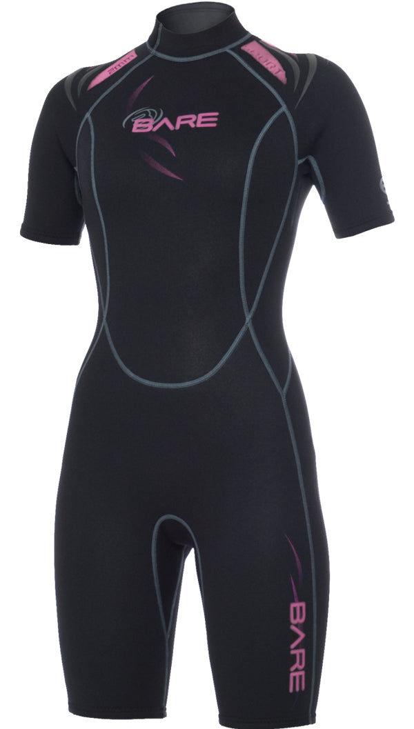 2mm Sport Shorty - Wetsuit - Dames - Zwart/Roze