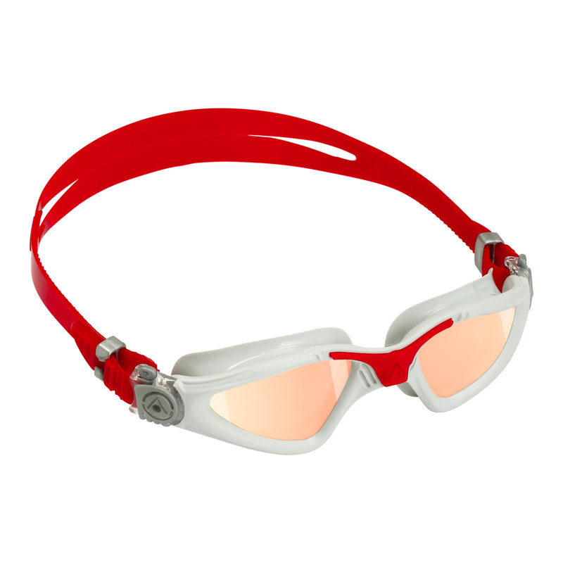 Kayenne - Lunettes de natation - Adultes - Verres miroir en titane irisé - Gris/Rouge