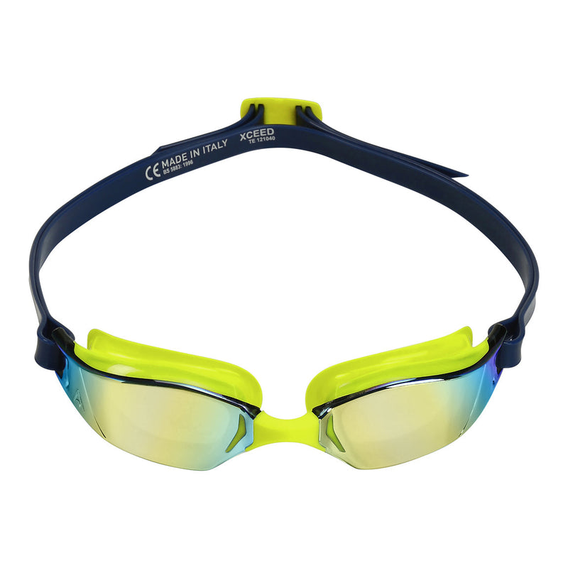Xceed - Lunettes de natation - Adultes - Verres miroir en titane jaune - Jaune/Bleu