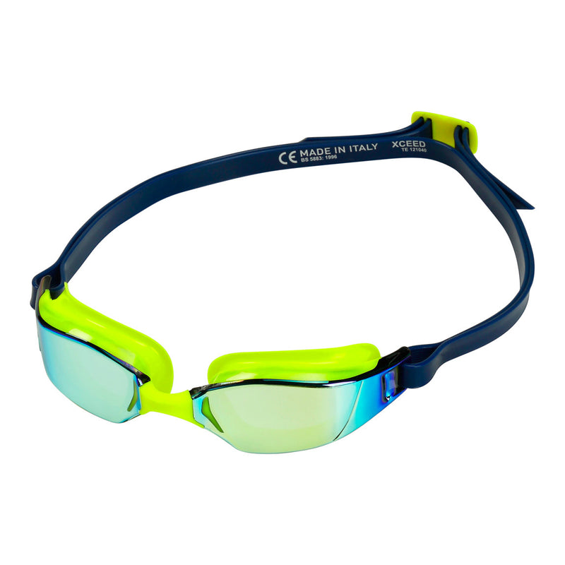 Xceed - Lunettes de natation - Adultes - Verres miroir en titane jaune - Jaune/Bleu